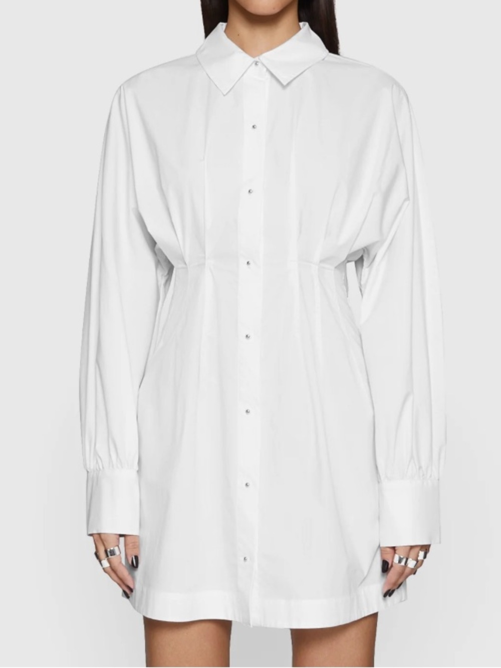 NWT Rebecca Minkoff Joey Mini Dress White Button Down Shirt Dress Long Sleeve